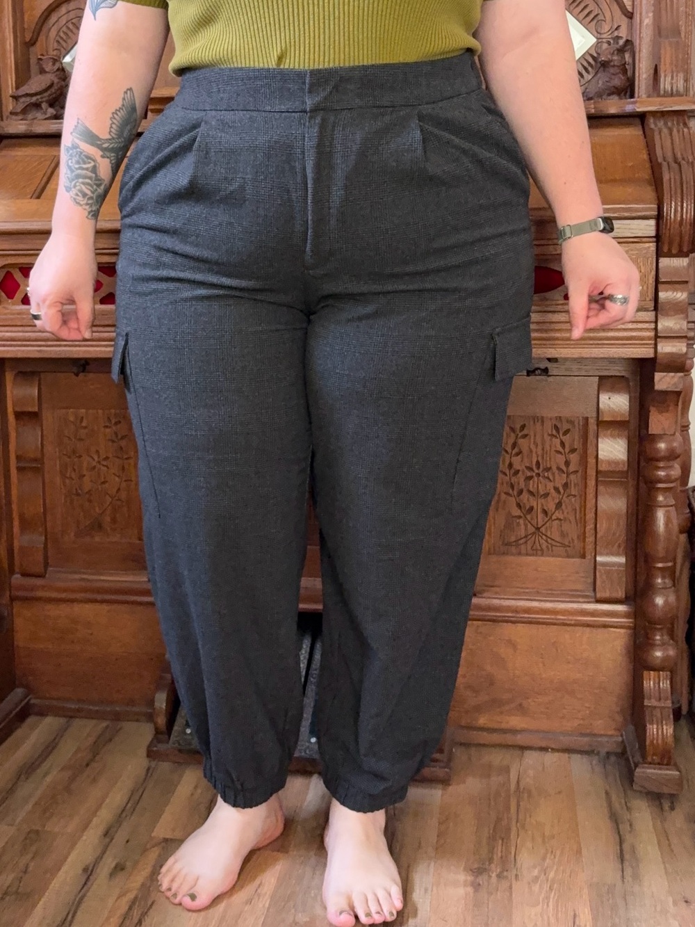 A New Day Pleated Plaid Trouser Jogger Cargo Pants